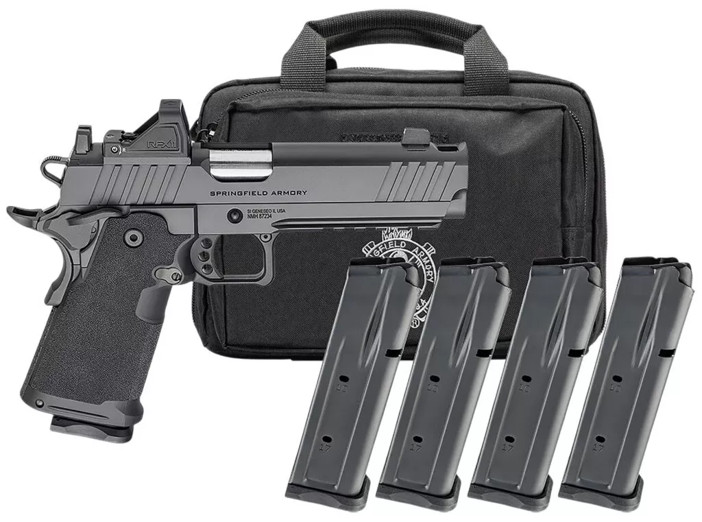 1911 DS PRODIGY AOS COMP 9MM SEMI-AUTO HANDGUN GEAR PAC W/RFX11 1911 DS PRODIGY AOS 9MM 5”COMP BBL (3)17RD(1)20RD W/RFX11