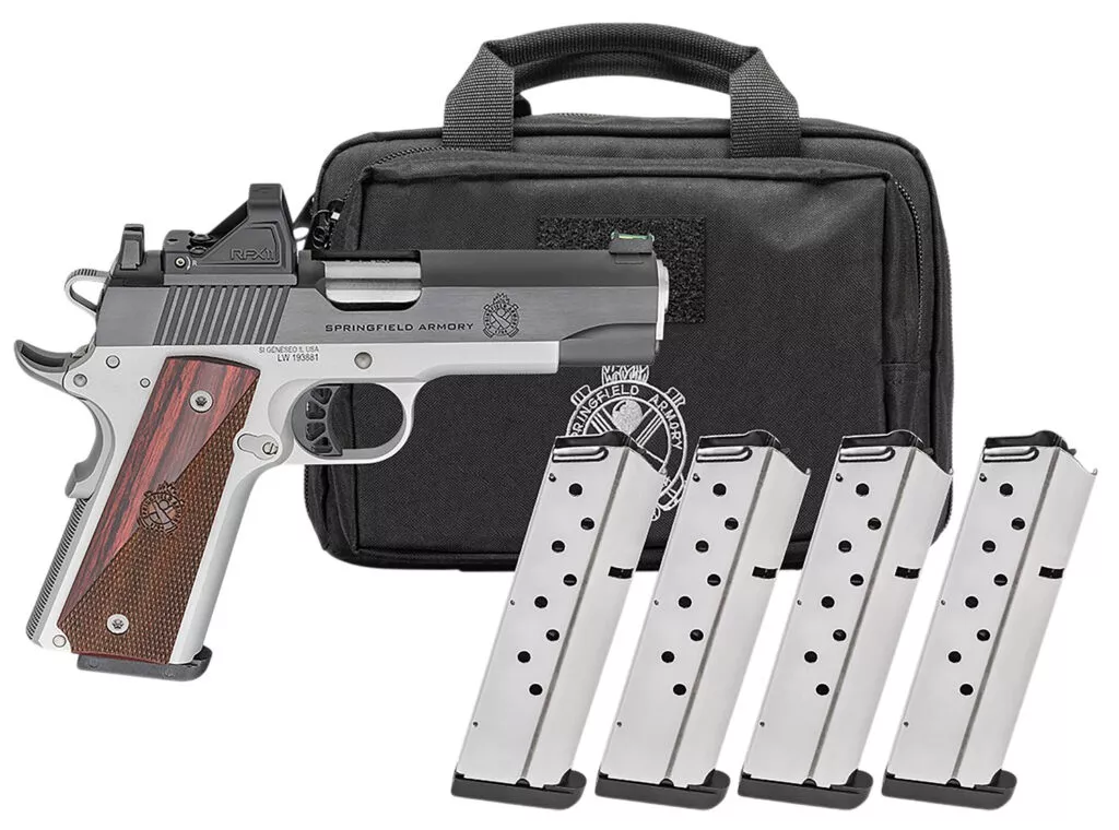 1911 RONIN AOS 45 ACP SEMI-AUTO HANDGUN GEAR PAC W/RFX11 1911 RONIN AOS 45 ACP 4.25”BBL (4)8RD MAG W/VIRIDIAN RFX11