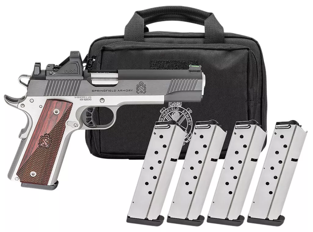 1911 RONIN AOS 9MM LUGER SEMI-AUTO HANDGUN GEAR PAC W/RFX11 1911 RONIN AOS 9MMLUGER 5”BBL (4)9RD MAG W/VIRIDIAN RFX11