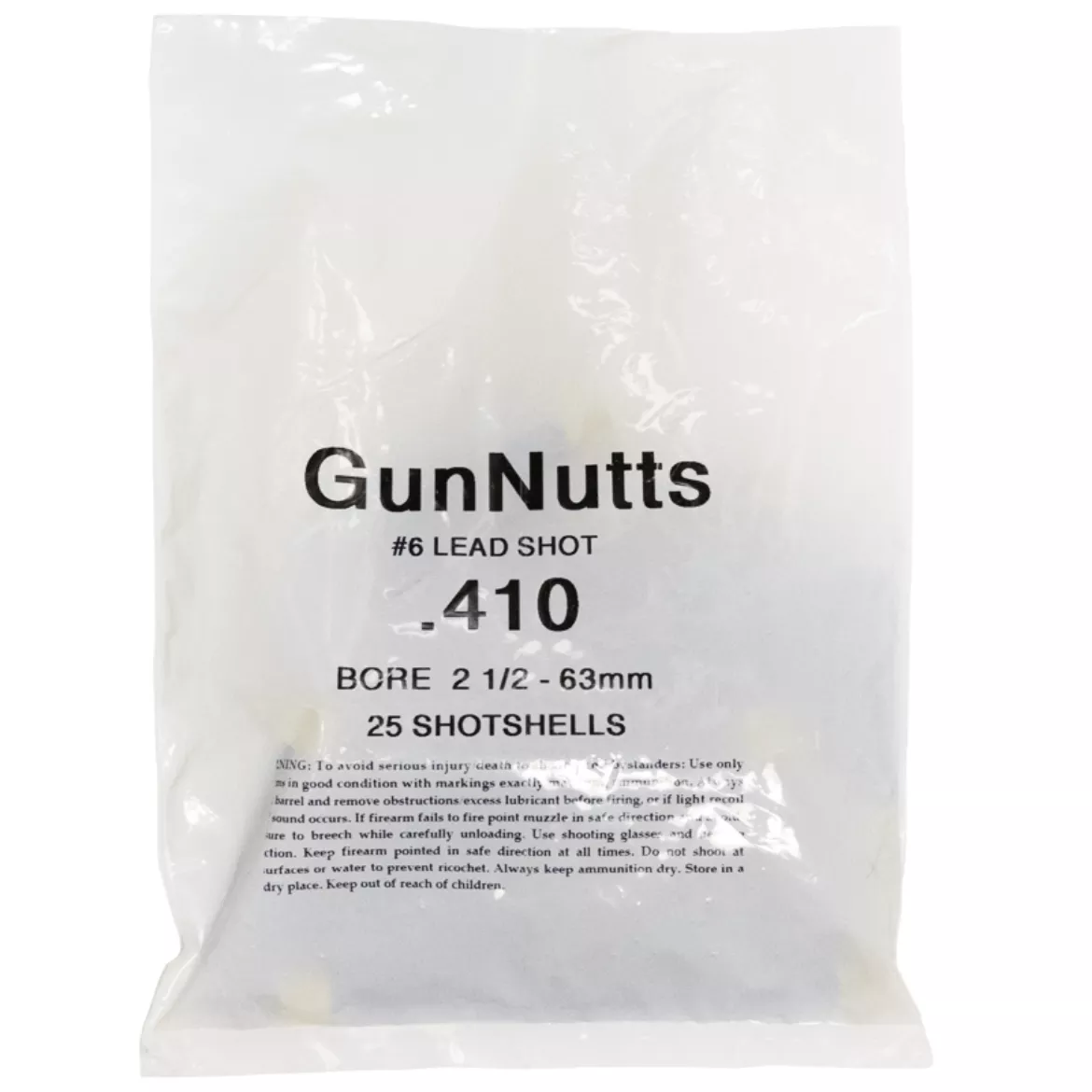 .410 Bore GunNutts 2 1/2in #6 Shot - 25 Shotshells
