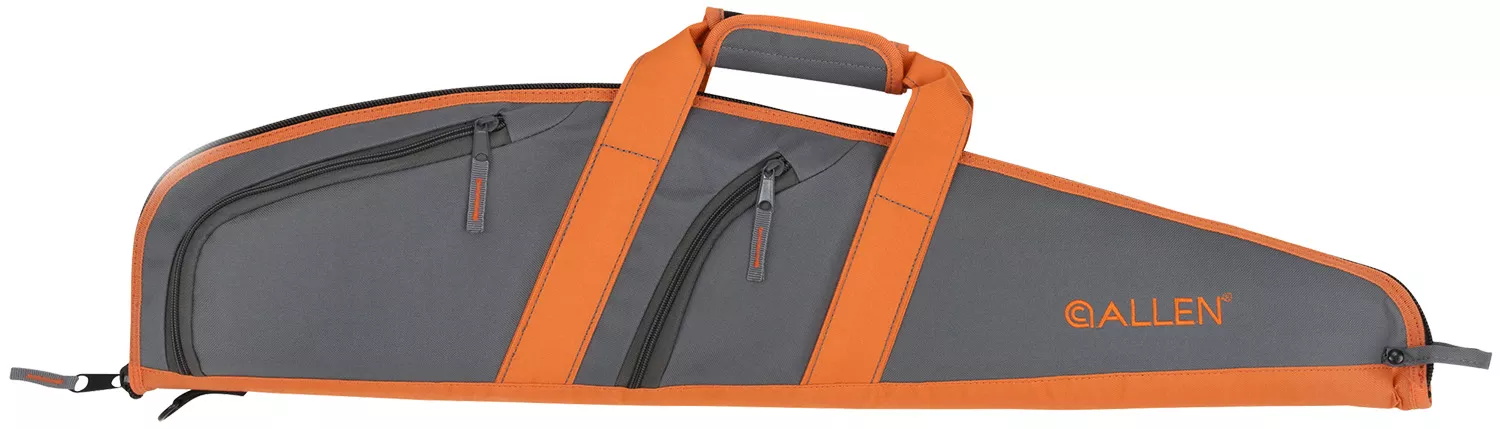 Allen 31732 Springs Compact Youth Rifle Case Fits Scoped Rifles Up To 32″, Gray w/Orange Trim, Nylon Lining, Padded Handle, 2 Accessory Pockets