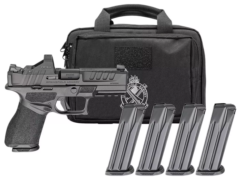 ECHELON 4.0C 9MM SEMI-AUTO HANDGUN GEAR PAC W/VIRIDIAN RFX11 ECHELON 4.0C 9MM LUGER 4”BBL (4)10RD MAG W/VIRIDIAN RFX11