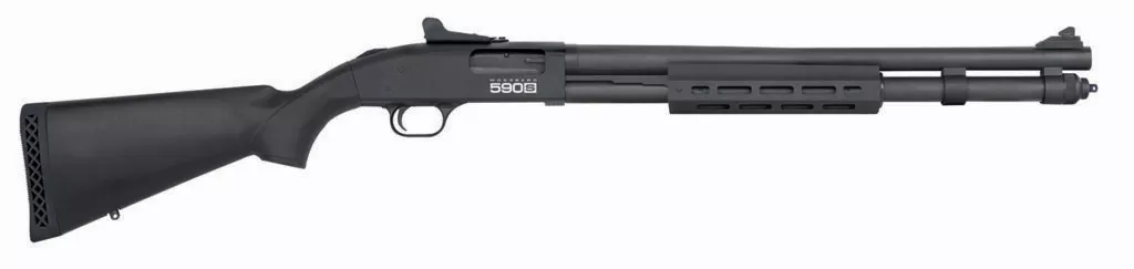 Mossberg 51602 590S Full Size 12 Gauge Pump 3″ 13+1 20″ Matte Blued Steel Barrel, Black Anodized Engraved Stainless Steel Receiver, Black Synthetic Stock, Right Hand, Accu-Choke