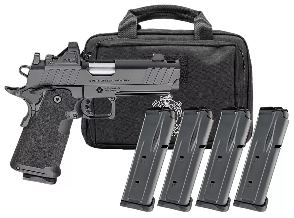 SPRINGFIELD ARMORY 1911 DS PRODIGY AOS COMP 9MM 4.25IN BARREL 10RD BLACK U-NOTCH W/TRITIUM 4MAGS LC PH9117AOSLC-COMP-PAC