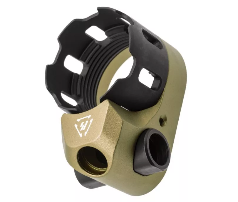 Strike Industries TRIBUS Enhanced Castle Nut & Extended End Plate Version 2- FDE