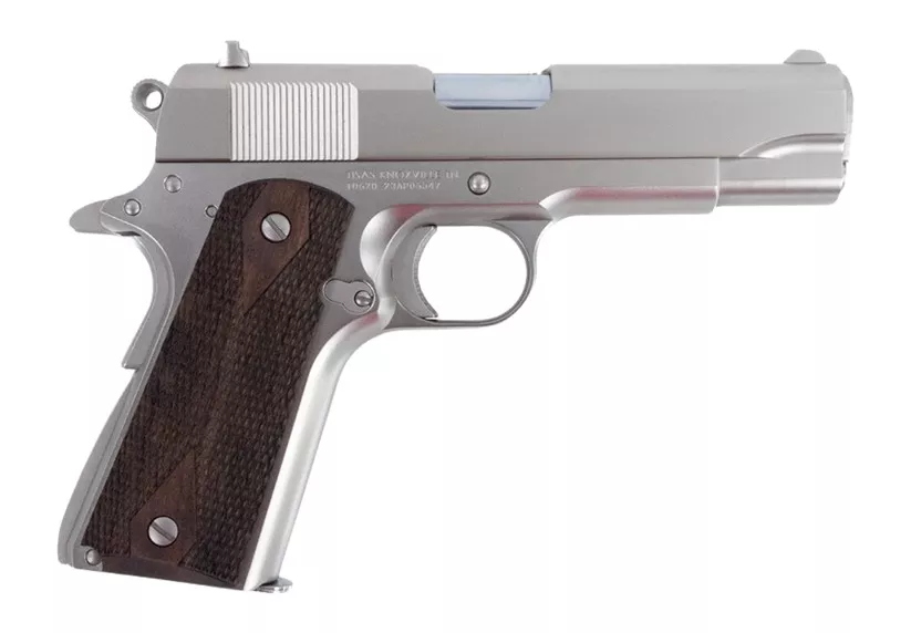 Tisas Arms 10100115 1911 A1 Tank Commander 45 ACP 7+1 4.25″ Stainless Steel Barrel, Nickel Carbon Steel Serrated Slide & Frame w/Beavertail, Walnut Grip